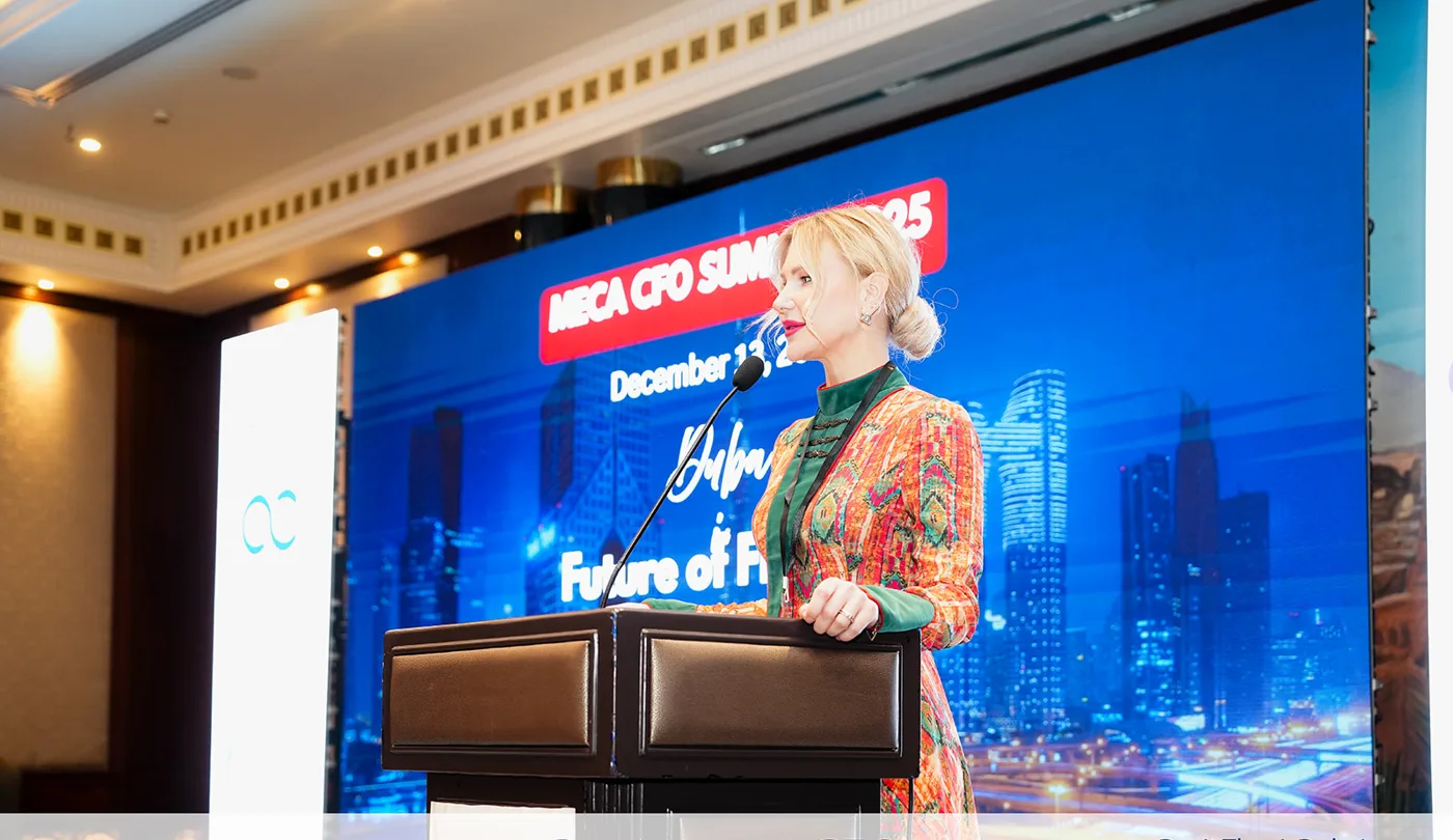Keynote on stage at the MECA CFO Summit